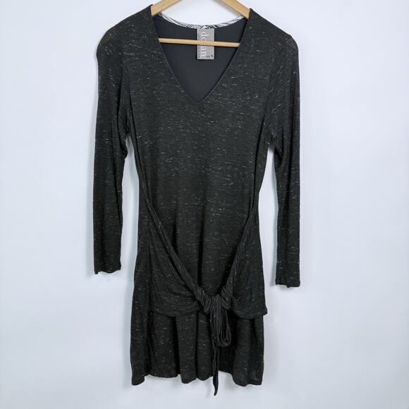 Dolan Slub Knit Mini‎ Dress Size Petite M Heathered Dark Green Soft Stretchy - Picture 2 of 9